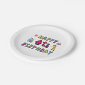 Gelukkig vierde verjaardag. 4 jaar per dag. papieren bordje (Gekanteld)