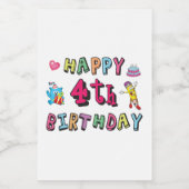 Gelukkig vierde verjaardag. 4 jaar per dag. voedselcontainer etiket (Enkel label)