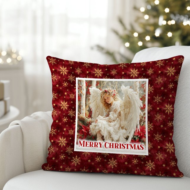 Gelukkig Vintage Engel Kerstcadeau Kussen (Blissful Vintage Angel Christmas Gift Pillow)