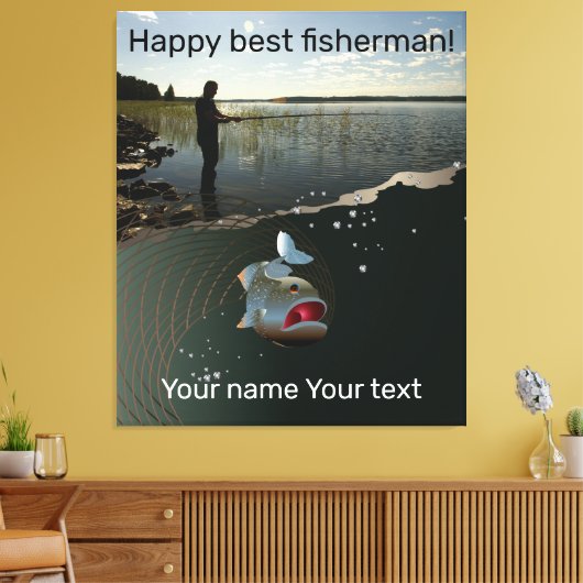 Gelukkig vissen canvas afdruk (Insitu (Woonkamer))