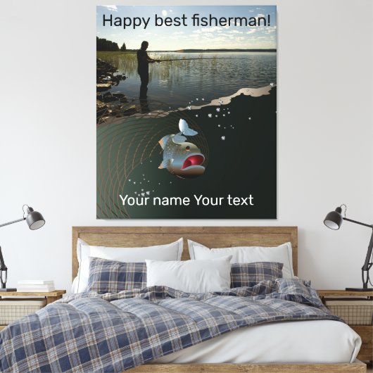 Gelukkig vissen canvas afdruk (Insitu (Slaapkamer))