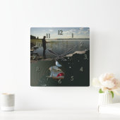 Gelukkig vissen  vierkante klok (Huis)