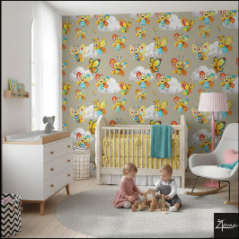 Gelukkig Vlinder Wolk Lucht Patroon - Sorrell Brui Behang