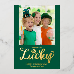 Gelukkig voelen, modern foto St. Patrick's Day Folie Feestdagenkaart