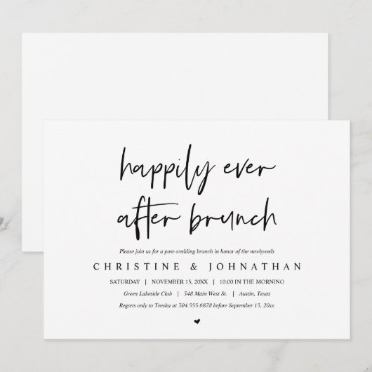 Gelukkig voor altijd brunch, na de bruiloft kaart (Voorkant / Achterkant)