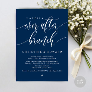 Gelukkig voor Altijd Elopement Brunch, Marineblauw Kaart
