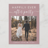 Gelukkig voor altijd feest foto stoffig roze bruil aankondigingskaart (Voorkant)