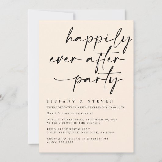 Gelukkig voor altijd feest uitnodiging receptie pa (Voorkant)