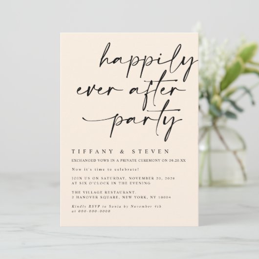 Gelukkig voor altijd feest uitnodiging receptie pa (Staand voorkant)