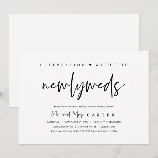 Gelukkig voor altijd na bruiloft brunch viering kaart (Voorkant / Achterkant)