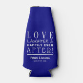 Gelukkig voor altijd NAVY BLUE Trouwen Flesjeskoeler (Voorkant)