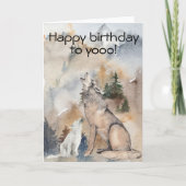 Gelukkig voor jullie Wolf Howling Waterverf Kaart (Voorkant)