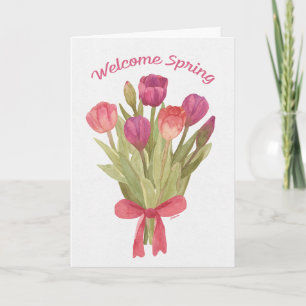 Gelukkig Voorjaar Tulpen Boeket Wenskaart Kaart