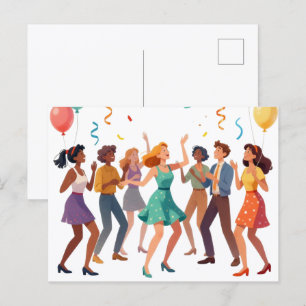 Gelukkig vrienden dansfeest viering feestdagenkaart