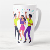 Gelukkig vrienden dansfeest viering latte mok (Rechterhoek)