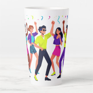 Gelukkig vrienden dansfeest viering latte mok