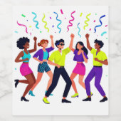 Gelukkig vrienden dansfeest viering wijn etiket (Enkel label)