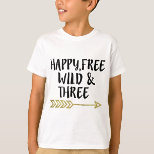 Gelukkig, vrij, wild & drie, 3de feestvarken t-shirt