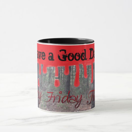 Gelukkig vrijdag de 13de Koffiebeker van Bossen in Mok (Midden)