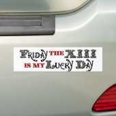 Gelukkig vrijdag de 13de Witte Bumpersticker (Op auto)