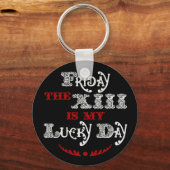 Gelukkig vrijdag de 13de zwarte Sleutelhanger (Voorkant)