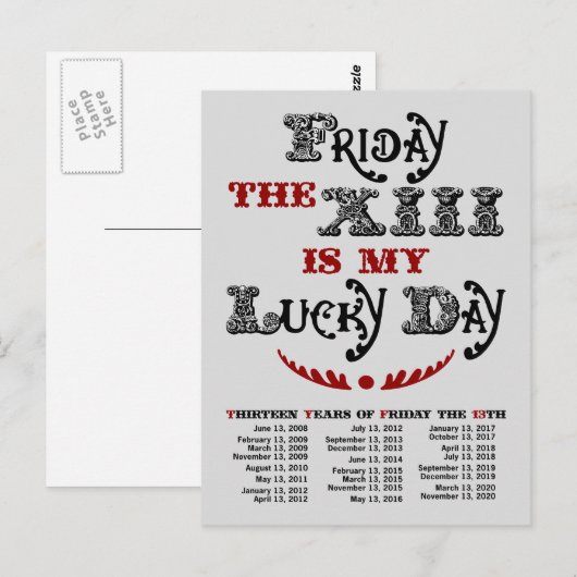 Gelukkig vrijdag het 13de lichte Briefkaart (Voorkant / Achterkant)