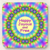 Gelukkig, vrolijk en vrij Mandala Bier Onderzetter (Voorkant)