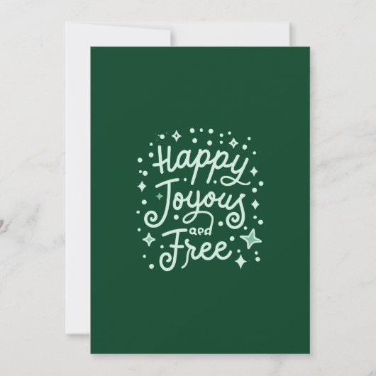 Gelukkig, Vrolijk, Vrij, Dankbaar, Kerstmis Feestdagenkaart (Voorkant)