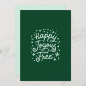 Gelukkig, Vrolijk, Vrij, Dankbaar, Kerstmis Feestdagenkaart (Voorkant / Achterkant)