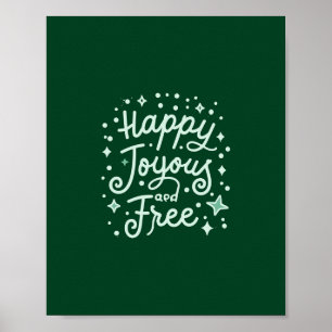 Gelukkig, vrolijk, vrij, dankbaar, Kerstmis Poster