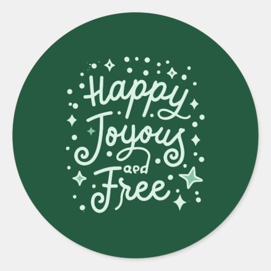 Gelukkig, vrolijk, vrij, dankbaar, Kerstmis Ronde Sticker (Voorkant)