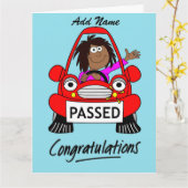 Gelukkig Vrouw, gewoon geslaagd rijexamen Kaart (Gele Bloem)