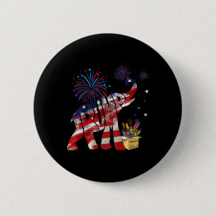 Gelukkig Vuurwerk Republikeinse Olifant Amerika 4 Ronde Button 5,7 Cm