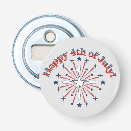 Gelukkig vuurwerk van 4 juli button flesopener (Voorkant)