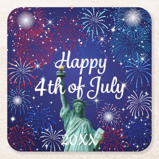 Gelukkig vuurwerk van 4 juli kartonnen onderzetters (Voorkant)