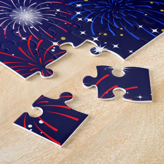 Gelukkig vuurwerk van 4 juli legpuzzel (Zijkant)