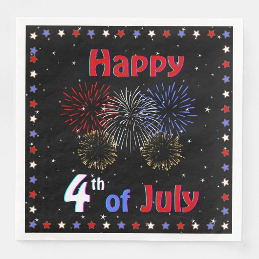 Gelukkig vuurwerk van 4 juli servet (Voorkant)