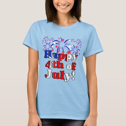 Gelukkig vuurwerk van 4 juli t-shirt (Voorkant)