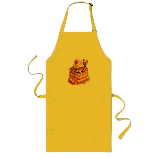 Gelukkig Wafeldessert Sticker Lang Schort (Voorkant)