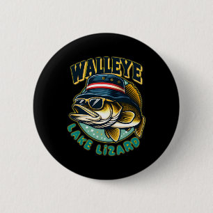 Gelukkig Walleye Lake Hagedis Vissen Ronde Button 5,7 Cm