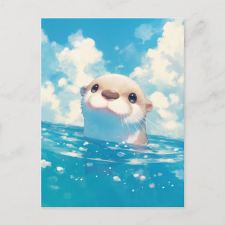 Gelukkig Waterverf Otter Blauwe Lucht Briefkaart