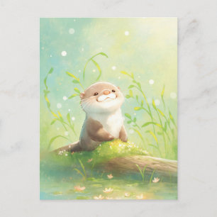 Gelukkig Waterverf Otter Vijver Lelie Briefkaart