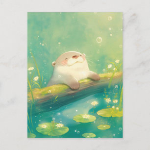 Gelukkig Waterverf Otter Vijver Lelie Briefkaart