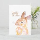 Gelukkig waterverf schattige konijntje feestdagenkaart (Staand voorkant)