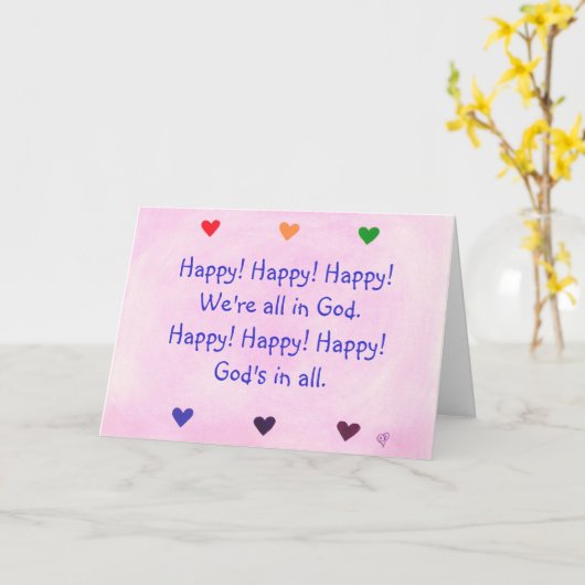 Gelukkig! We zijn allemaal in God, wenskaarten Kaart (Gele Bloem)