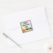 Gelukkig welke dag dan ook vierkante sticker (Envelop)