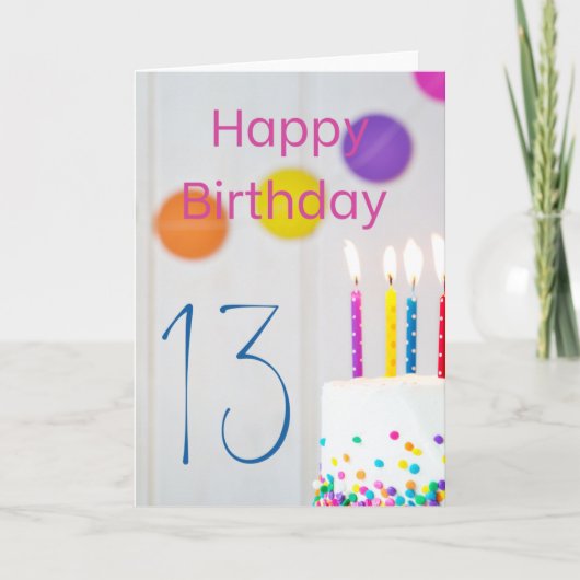 Gelukkig Wenskaart van de 13e Birthday Cake Candle Kaart (Voorkant)