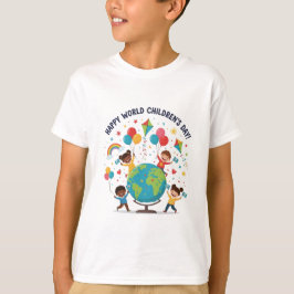 Gelukkig wereldkinderdag T-shirt voor jongens