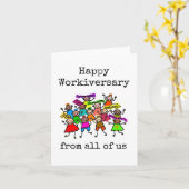 Gelukkig Werkjubileum Kaart, Van Ons Allen, Kleurr Kaart (Gele Bloem)