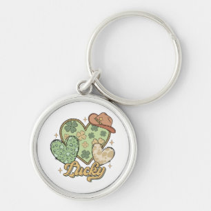 Gelukkig Western St Patricks Day Heart Shamrock Ir Sleutelhanger